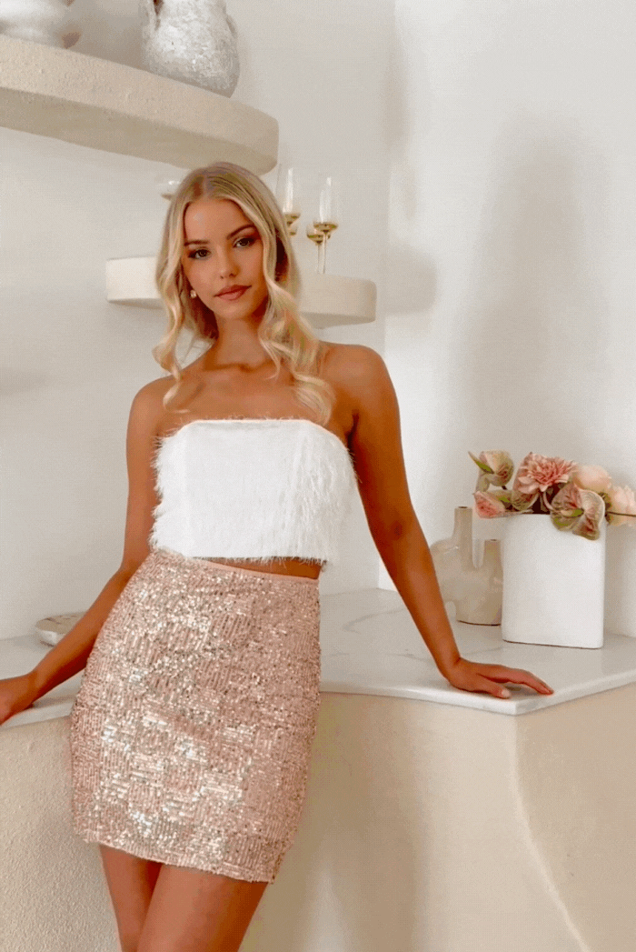 DIANNA STRAPLESS FRINGE CROP TOP | WHITE- Saint Australia Fashion