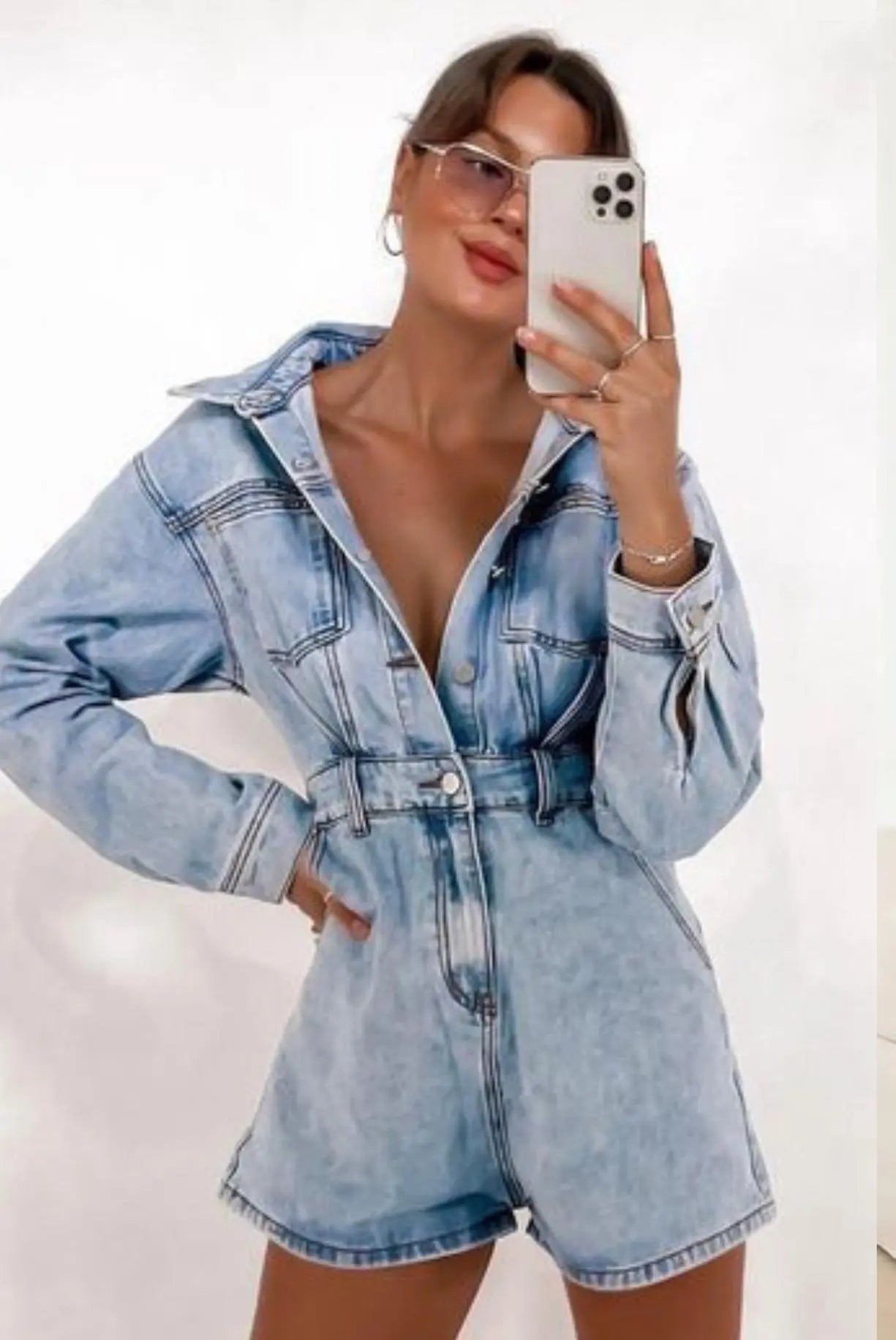 AVENA DENIM PLAYSUIT | BLUE