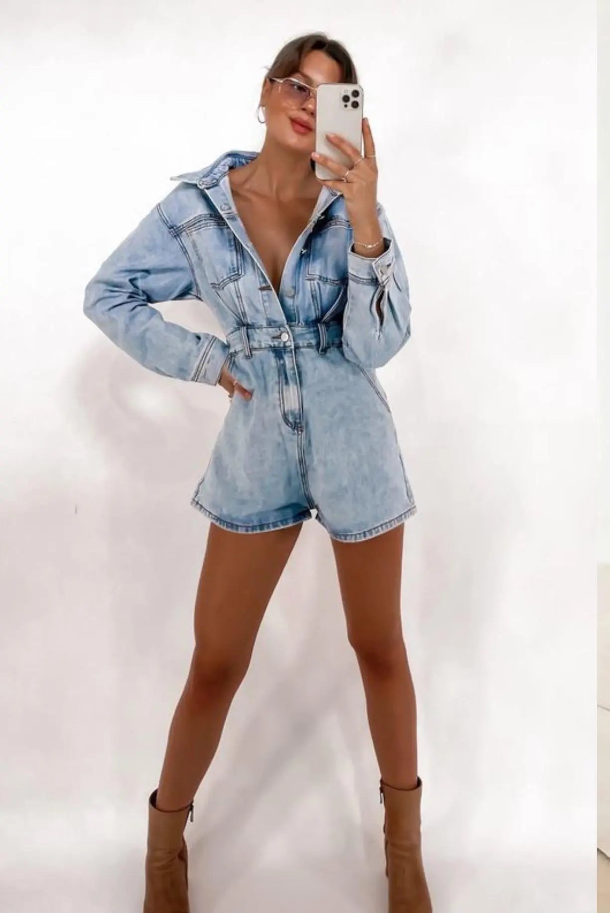 AVENA DENIM PLAYSUIT | BLUE