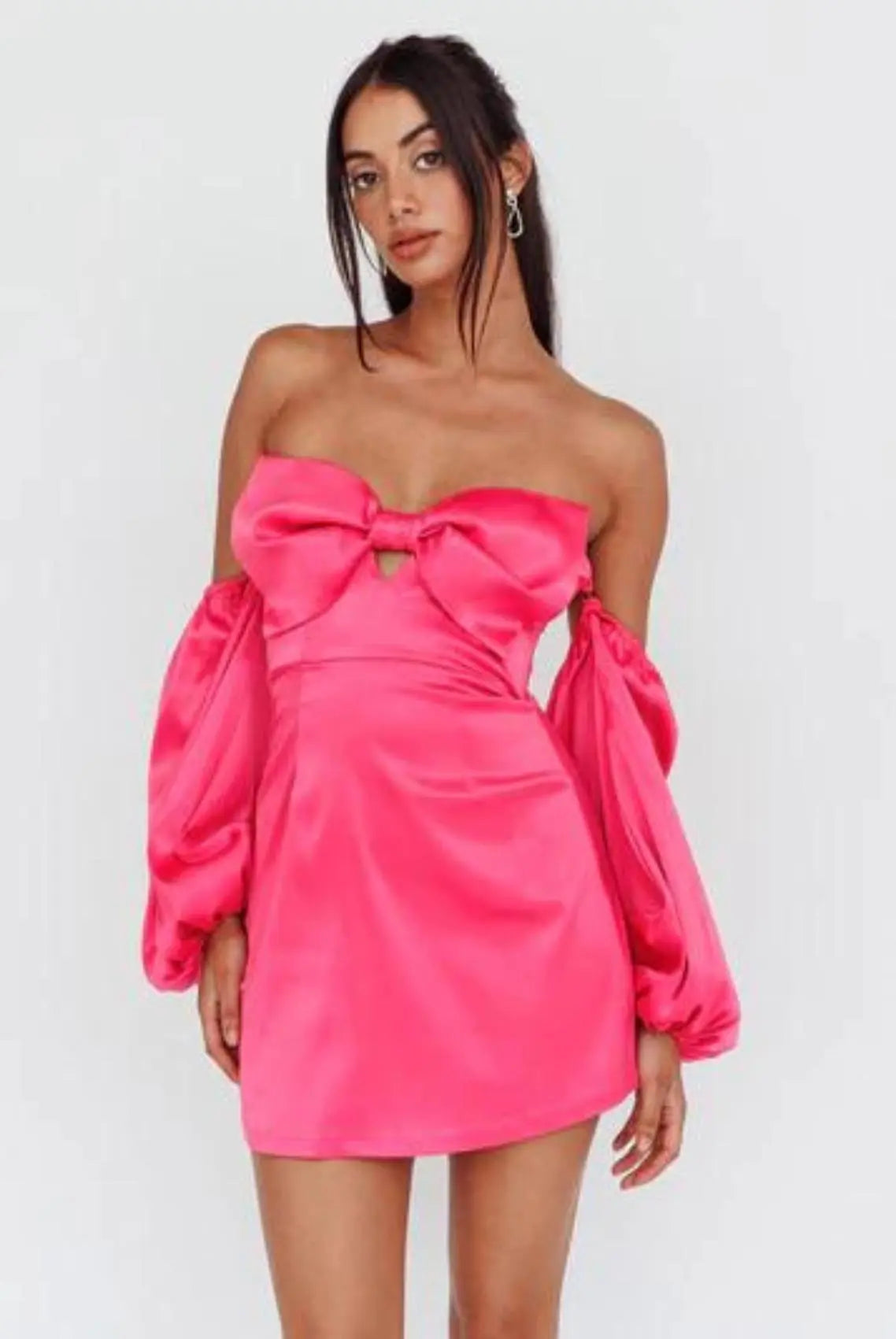 CAPRI BOW MINI DRESS | PINK - Saint Australia