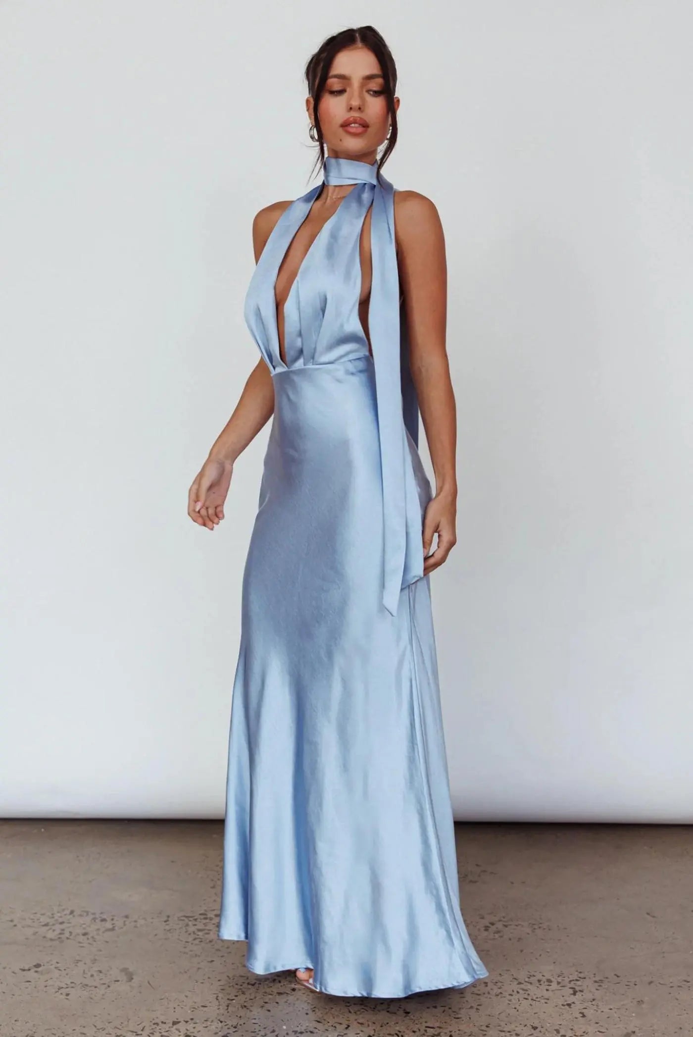 DE JOUR HALTERNECK MAXI DRESS | BLUE - Saint Australia