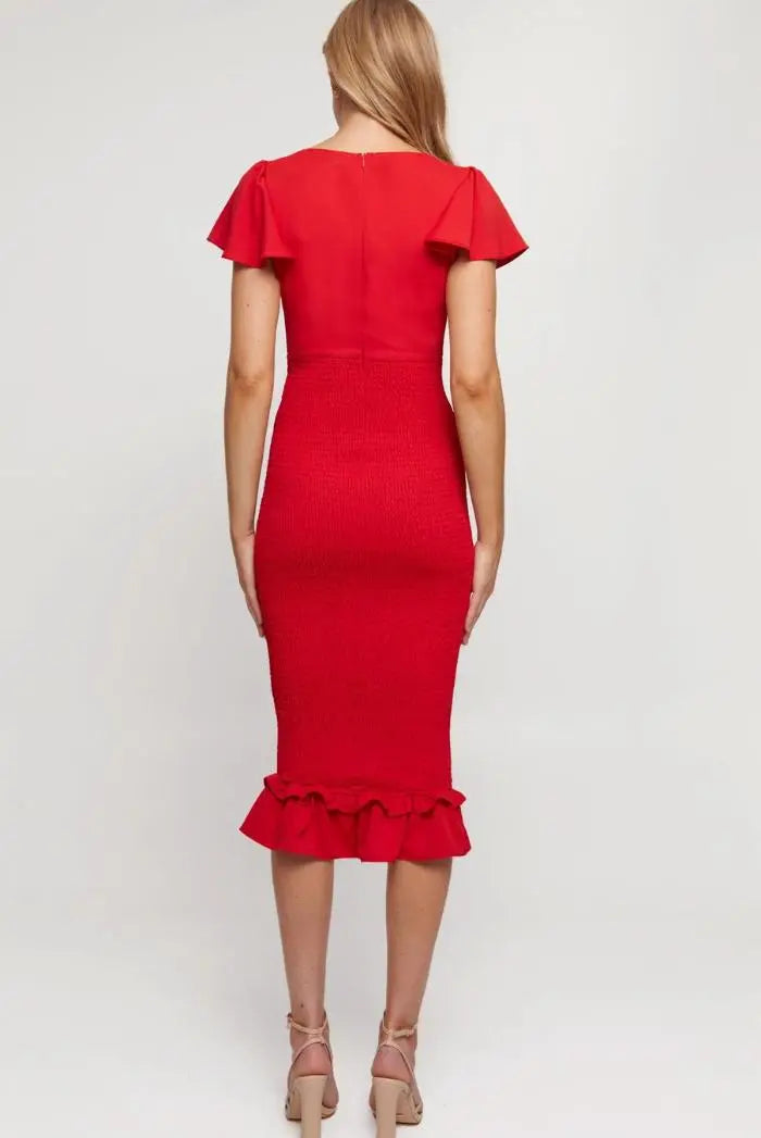 ELISSA MIDI DRESS | RED