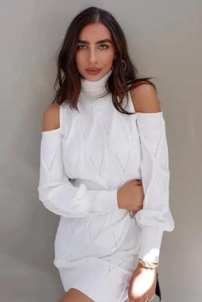 SNOW WHITE KNIT DRESS | WHITE