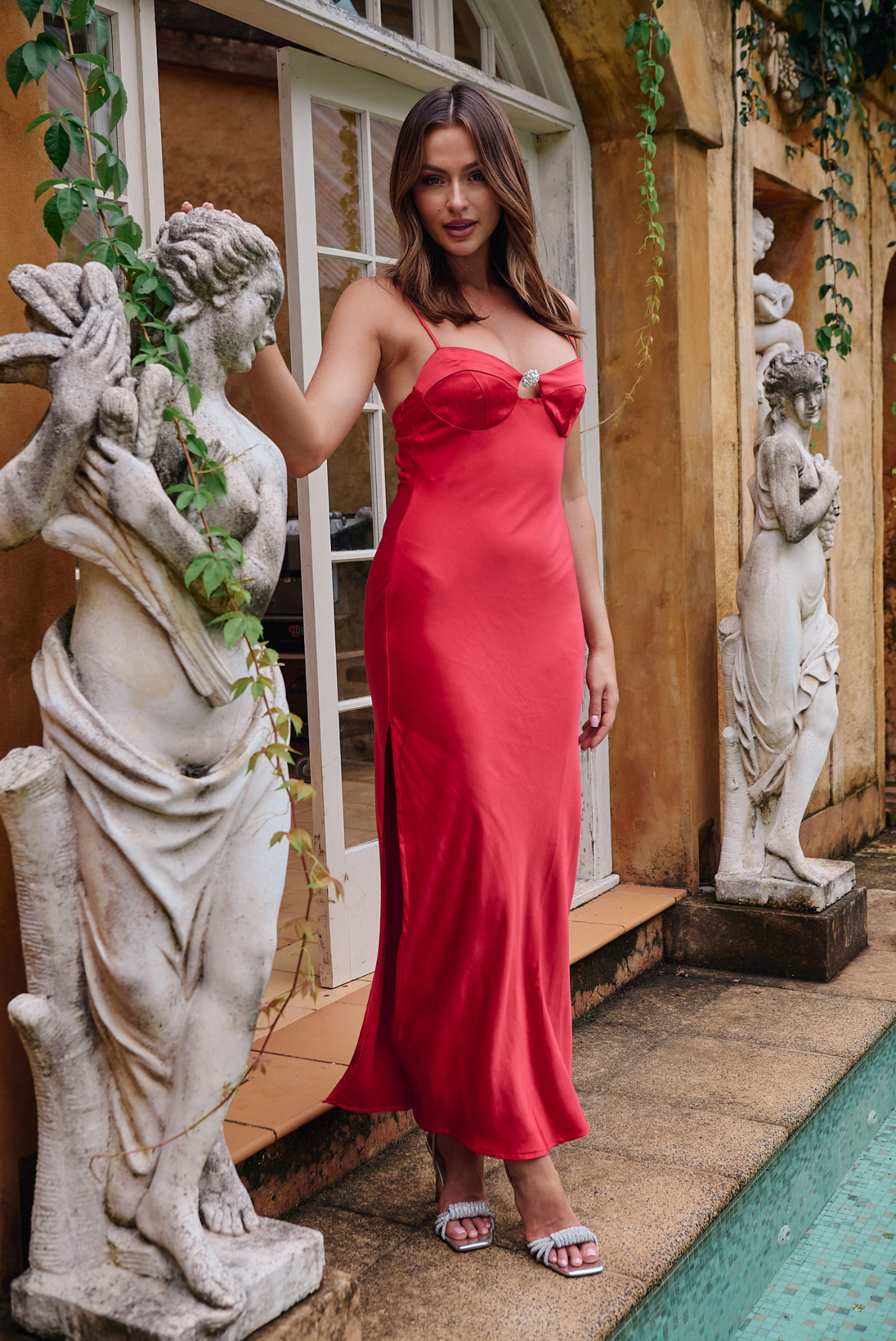 MARIANNE SILK MAXI DRESS | RED - Saint Australia