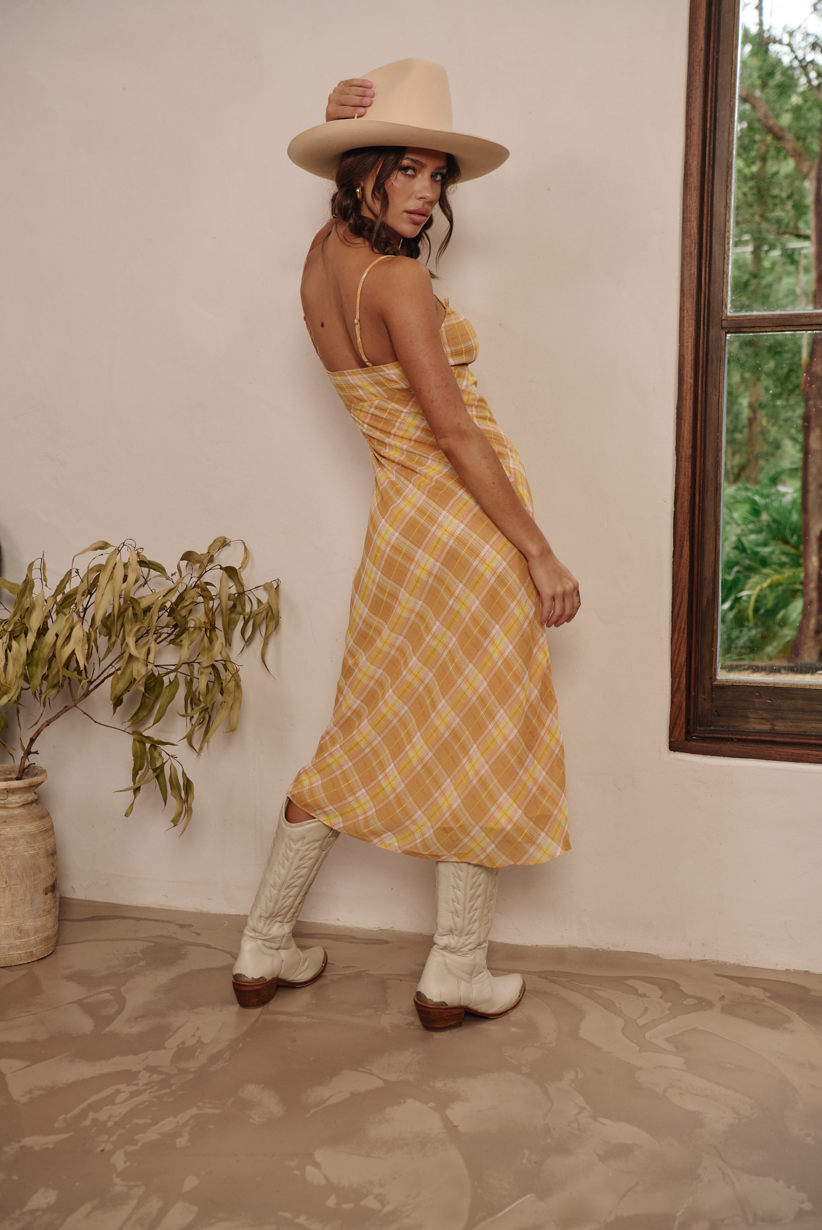 UPRISING MIDI DRESS | YELLOW CHECK