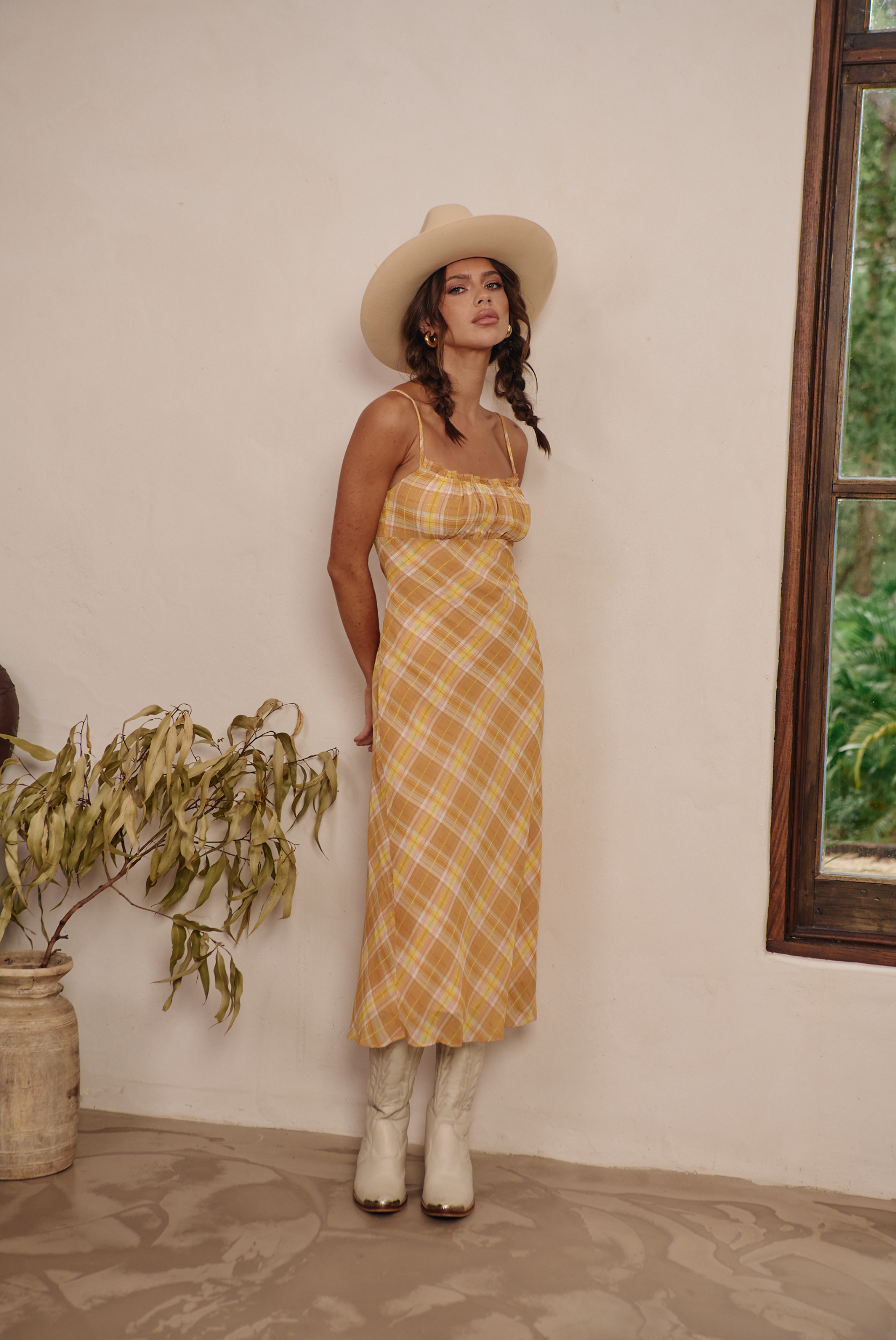 UPRISING MIDI DRESS | YELLOW CHECK