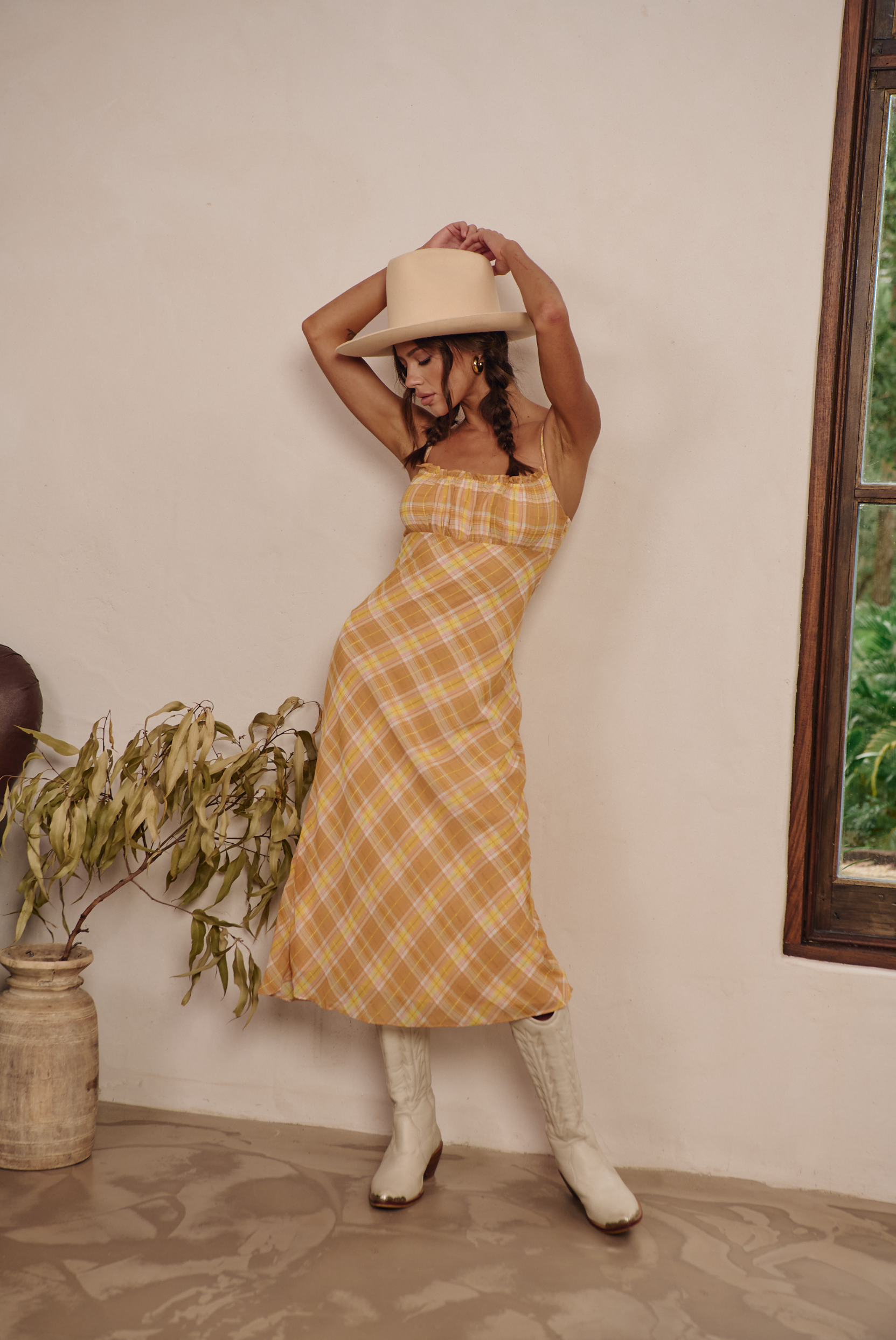 UPRISING MIDI DRESS | YELLOW CHECK