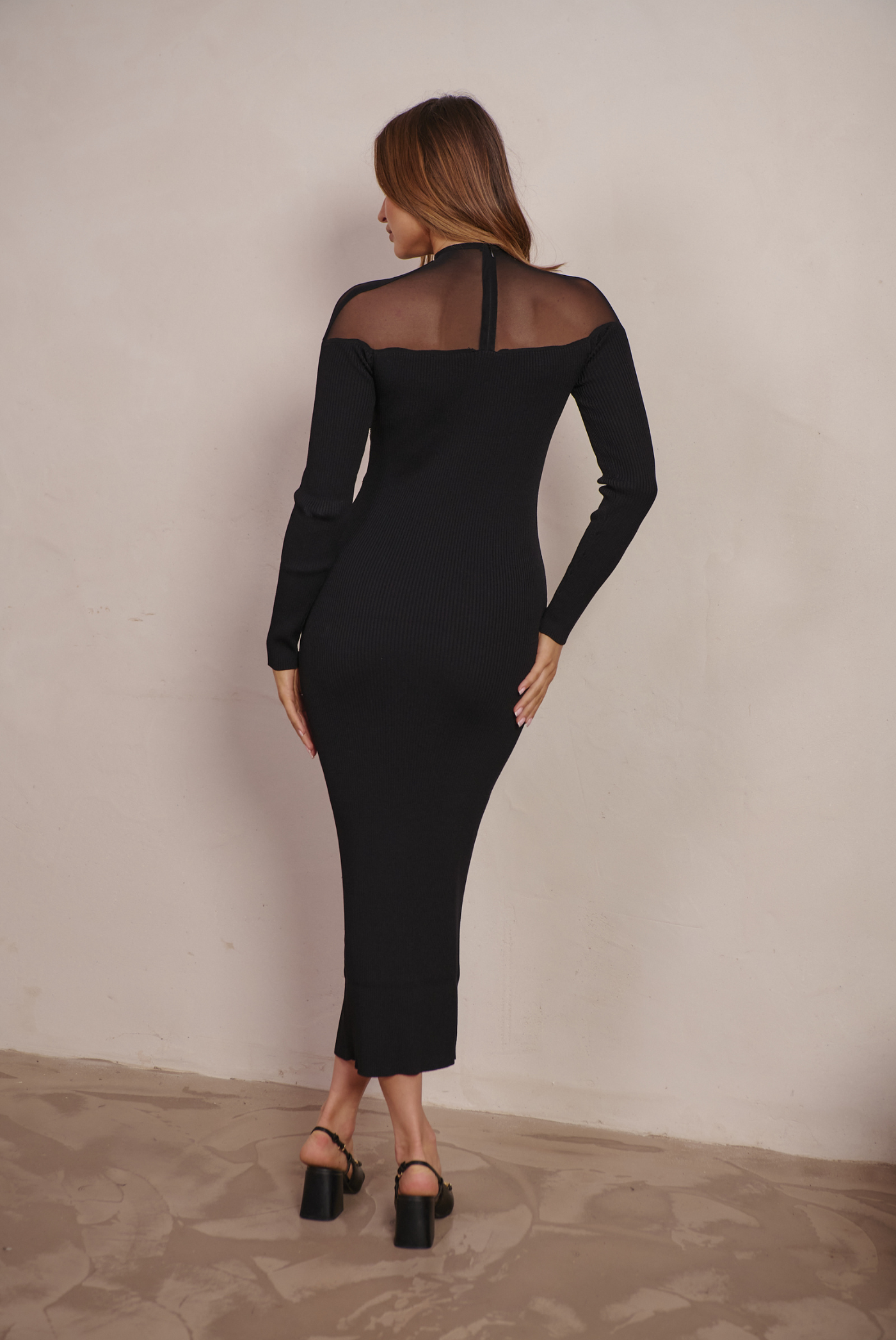 APEROL KNIT MIDI DRESS | BLACK