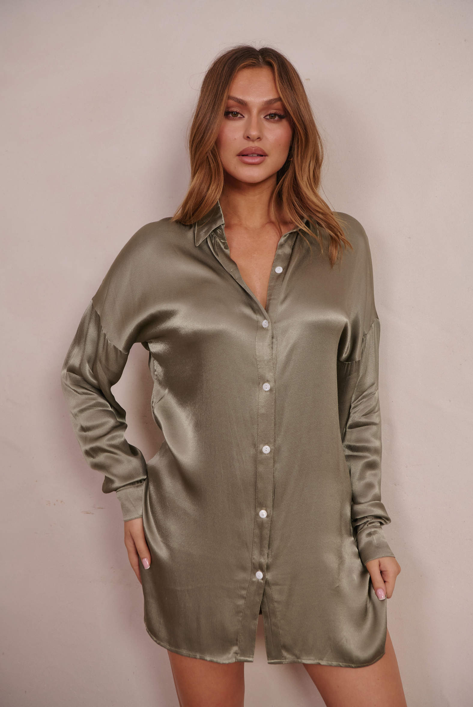 TWILIGHT SHIRT DRESS | KHAKI