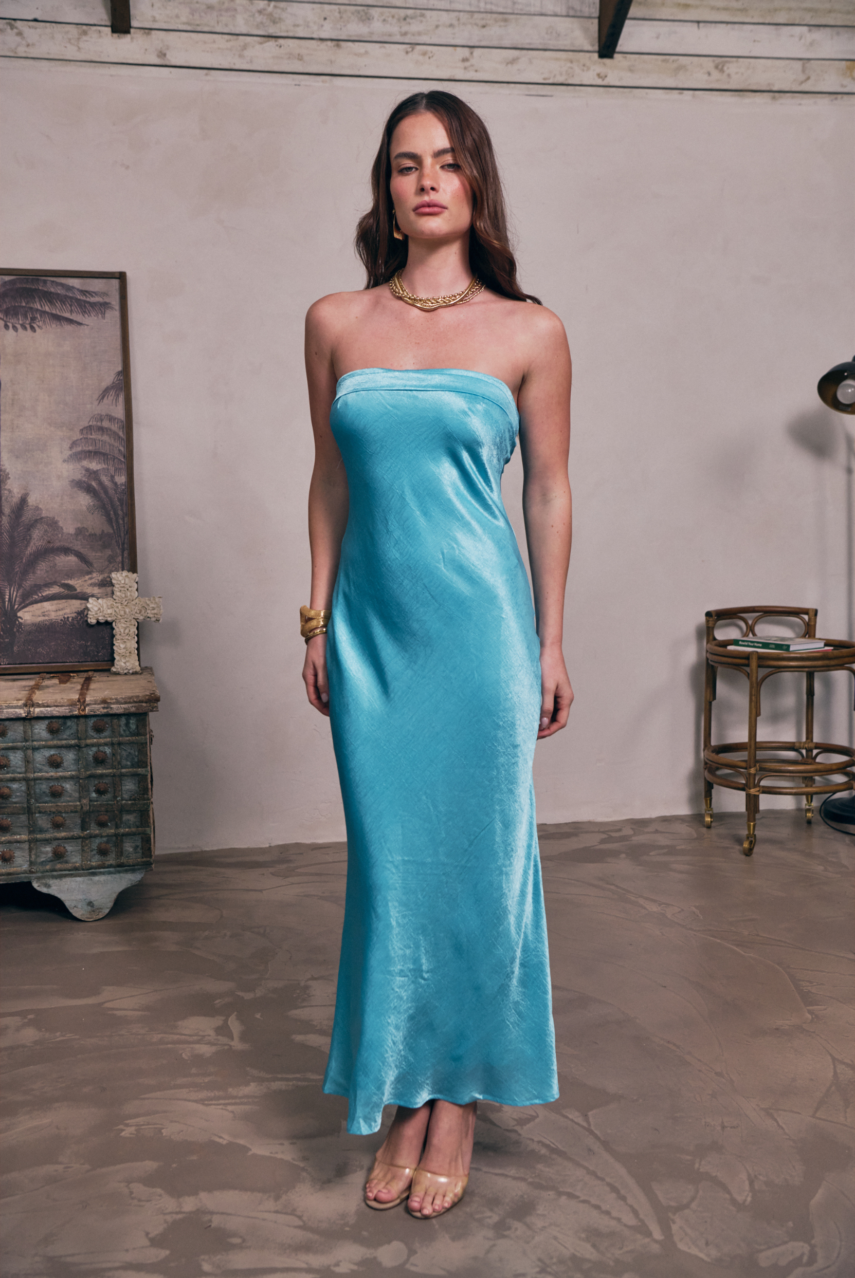 AMY SLIP DRESS | AQUA