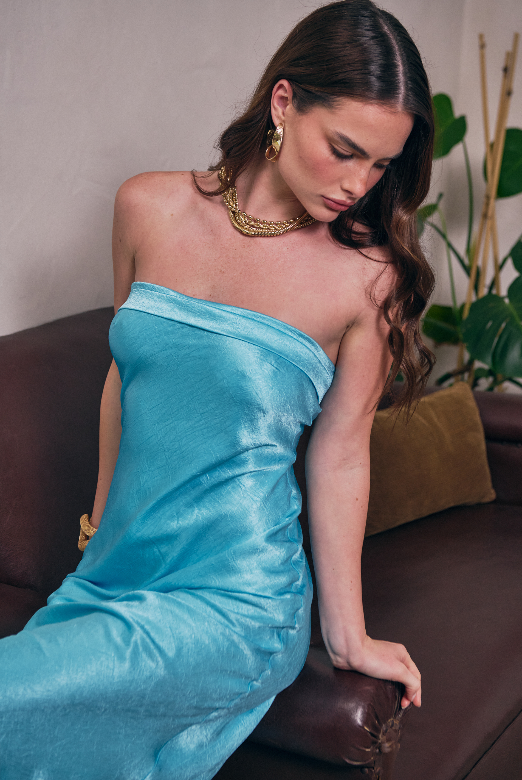 AMY SLIP DRESS | AQUA