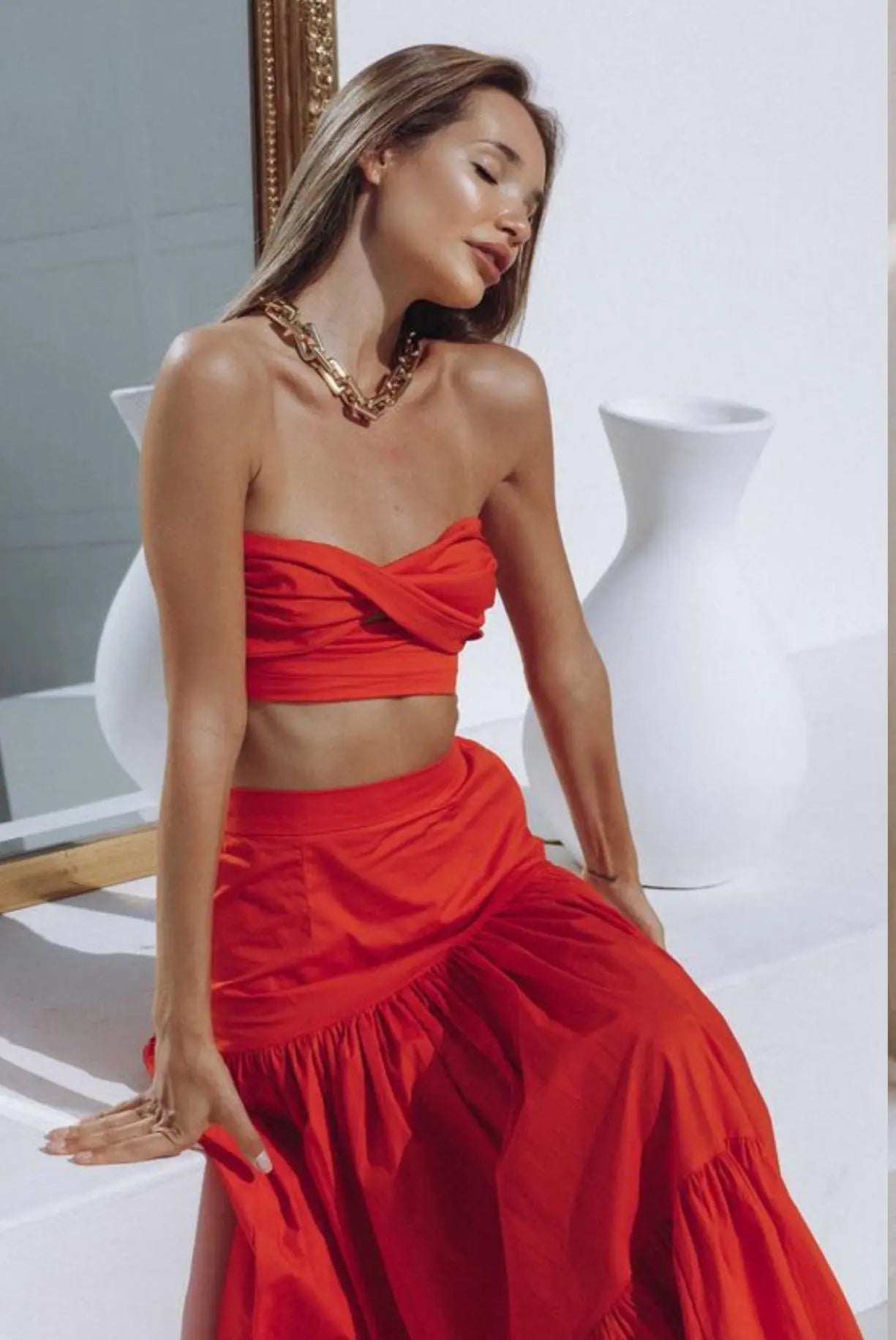 MALIBU SET - MAXI SKIRT & CROP TOP | FIRE