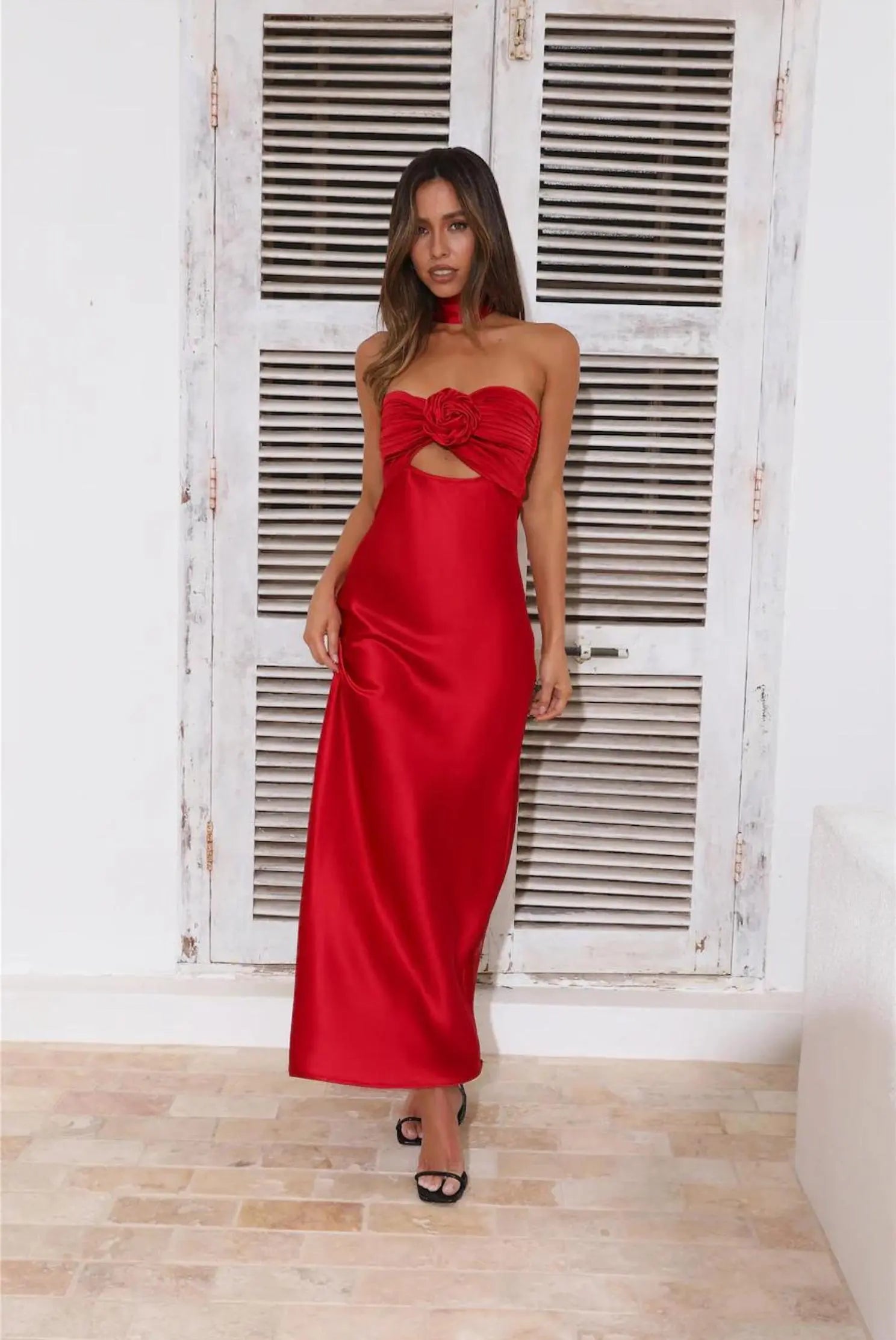 SAOIRSE SATIN MAXI DRESS | RED EXCLUSIVE