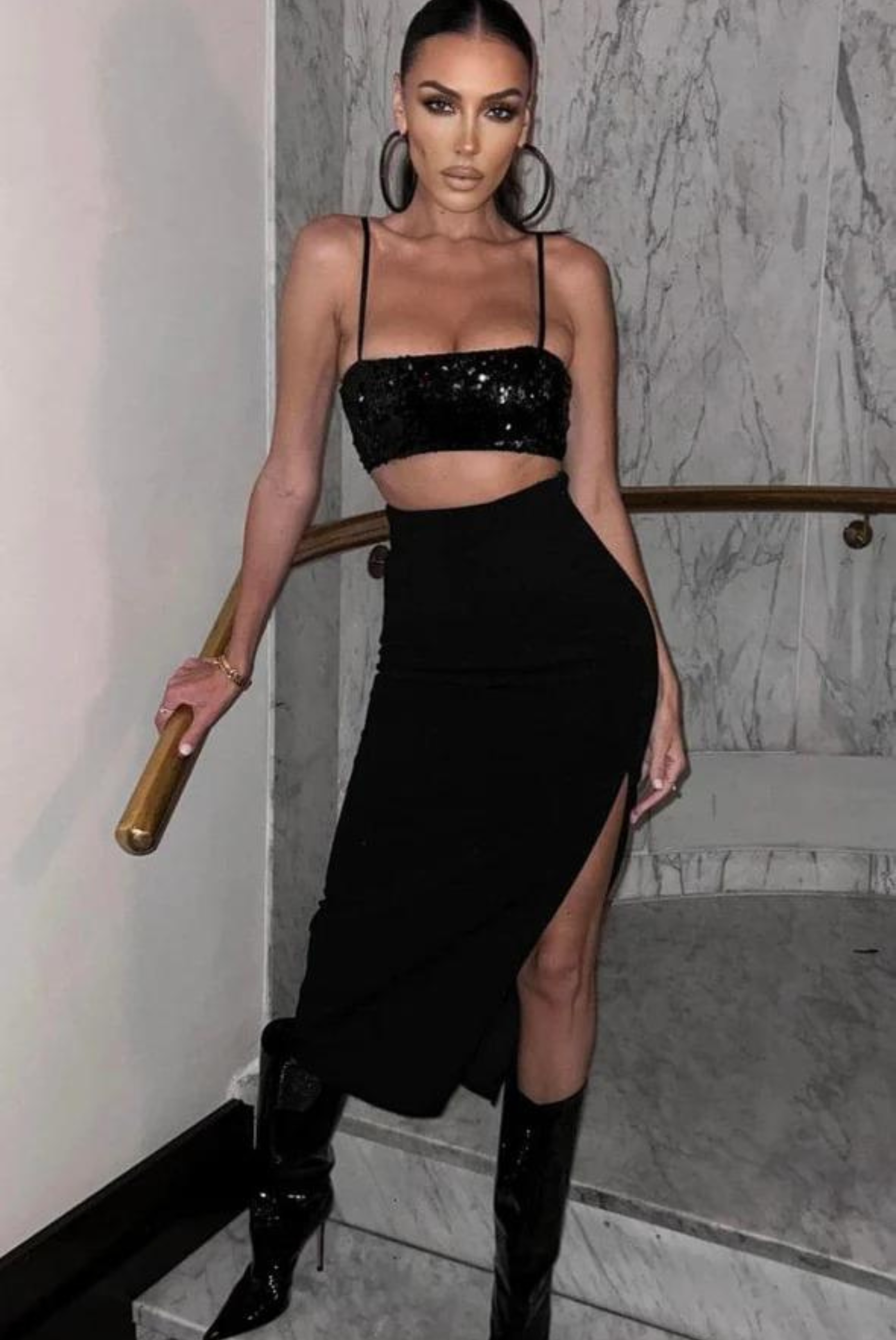 AFTER GLOW TOP | BLACK SEQUIN RUNAWAY THE LABEL - Saint Australia Fashion 