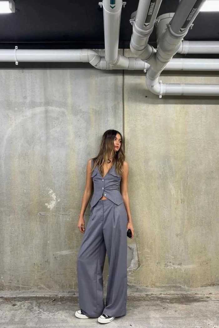 FRANKIE FITTED SUIT VEST in SLATE by LIONESS - Saint Australia Fashion 