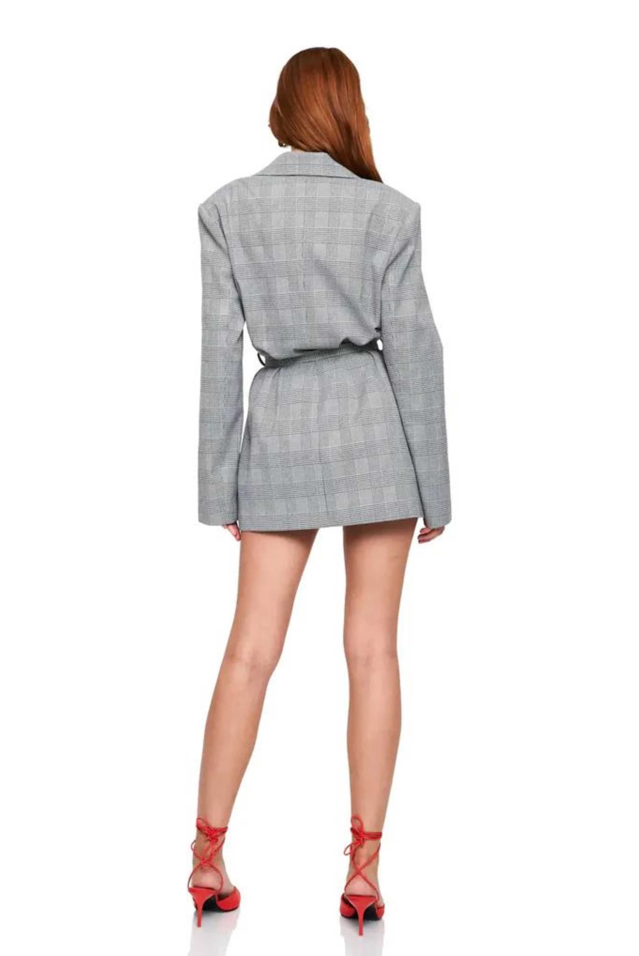 Grey checked 2025 blazer dress