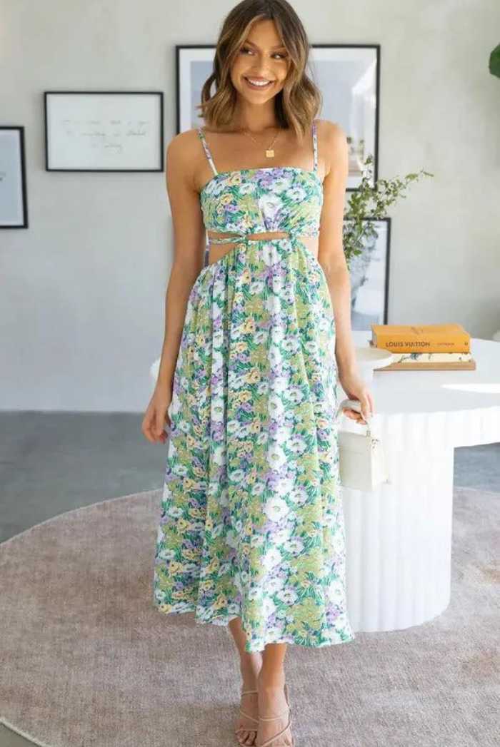 KARYNA MAXI DRESS - GREEN FLORAL | GREEN FLORAL EXCLUSIVE
