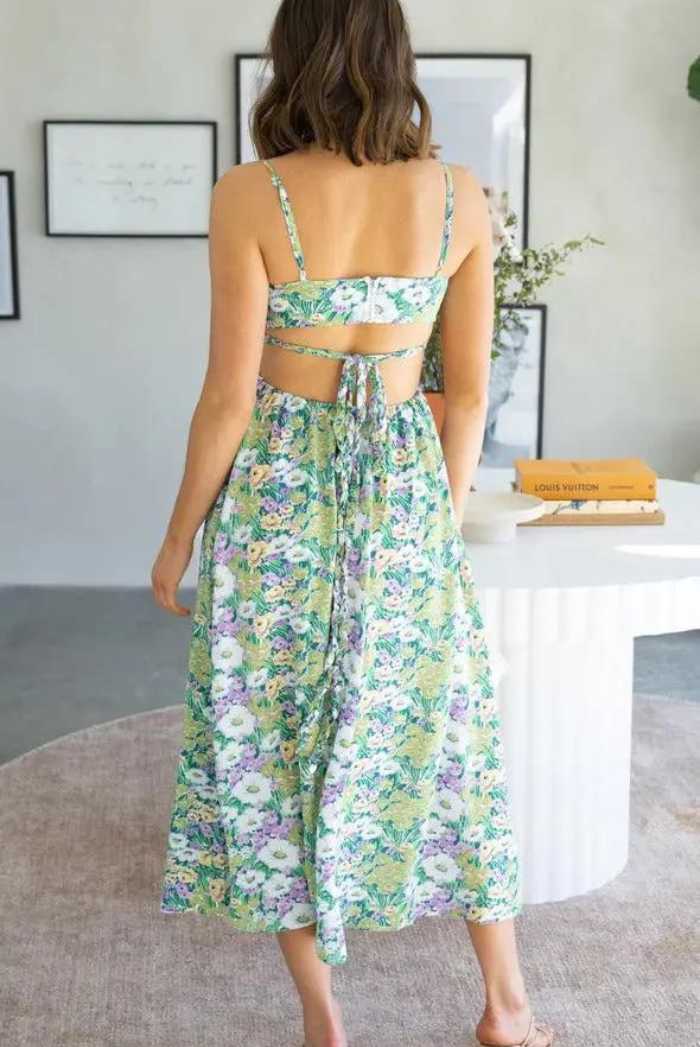 KARYNA MAXI DRESS - GREEN FLORAL | GREEN FLORAL EXCLUSIVE