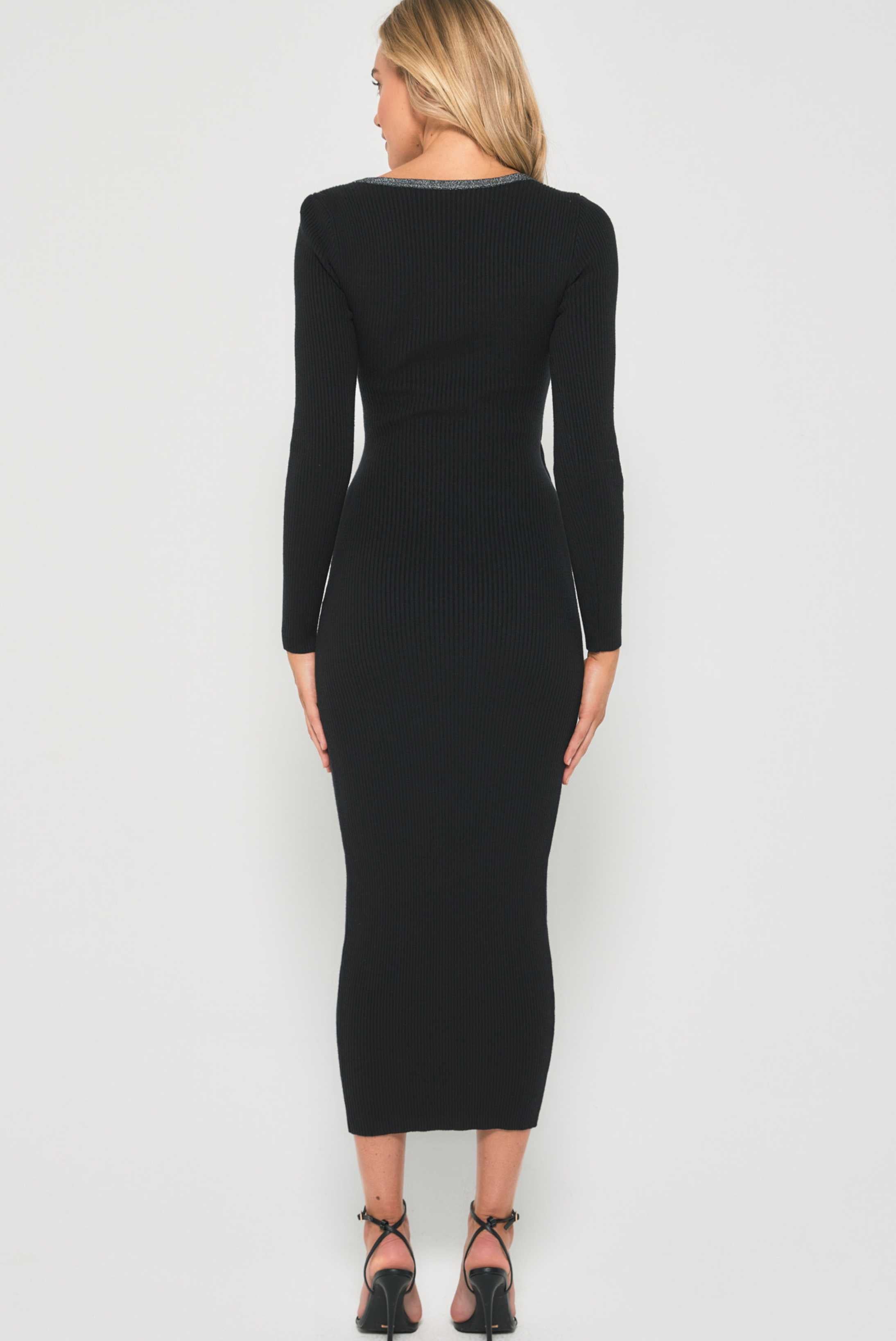 TERESA KNIT MIDI DRESS | BLACK Lond sleeve dress = Saint Australia Fashion 