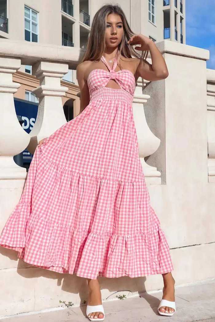 VINTAGE LIFE MAXI DRESS | PINK GINGHAM EXCLUSIVE